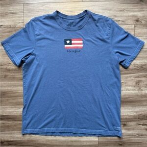 Life is Good Men’s Crewneck T-Shirt Size XL vintage blue American Flag graphic